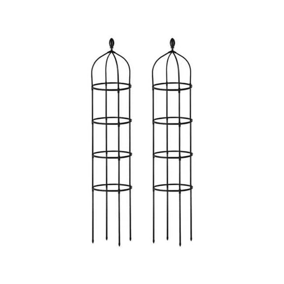Fresh Fab Finds  5.9 ft. Obelisk Tower for Climbing Plants Flower Vegetable Vine Support Rustproof Garden Plant Trellis Black, Black - Pack of 2