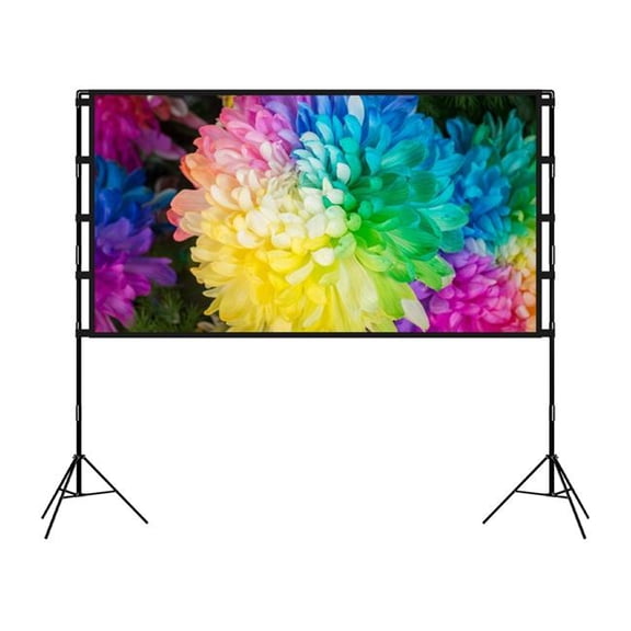 Fresh Fab Finds FFF-100IN-GPCT5477 100 in. Projector Screen with Stand 16-9 4K HD Rear Front Wrinkle-Free Portable & Foldable Movie Screen - Black