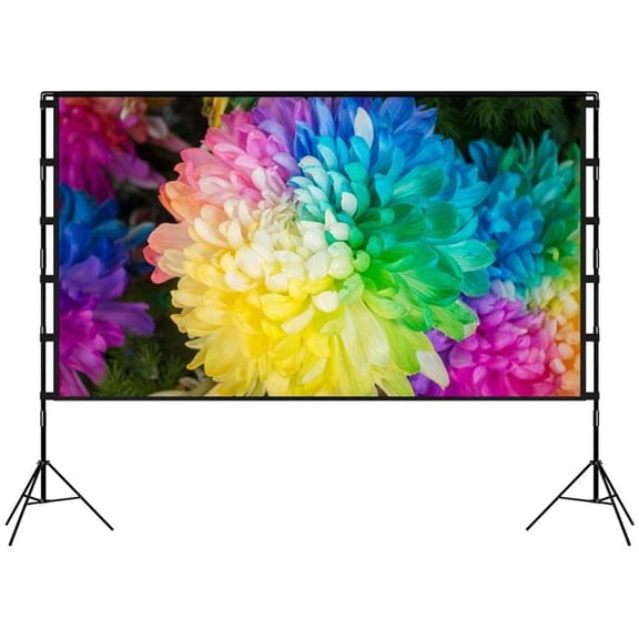 Fresh Fab Finds FFF-120IN-GPCT5477 120 in. Projector Screen with Stand 16-9 4K HD Rear Front Wrinkle-Free Portable & Foldable Movie Screen - Black