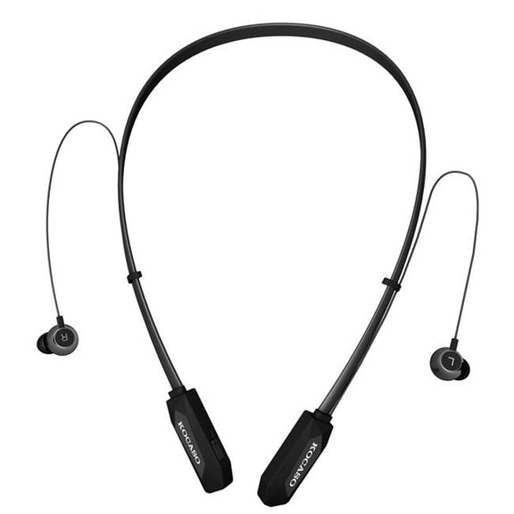 Fresh Fab Finds FFF-Black-GPCT1048 15Hrs Wireless Neckband Headphones - Sweat-proof Sport Earbuds with Deep Bass, Mic - In-Ear Magnetic Neckbands