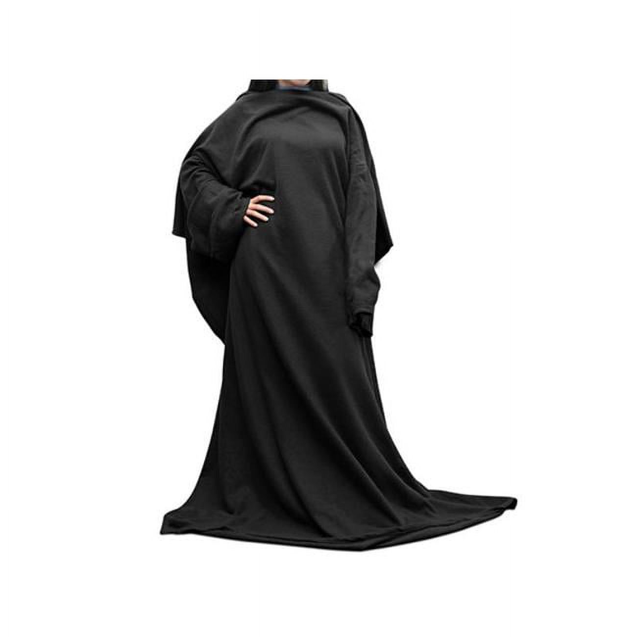 Fresh Fab Finds FFF-Black-GPCT1597 Wearable Fleece Blanket with Sleeves ...