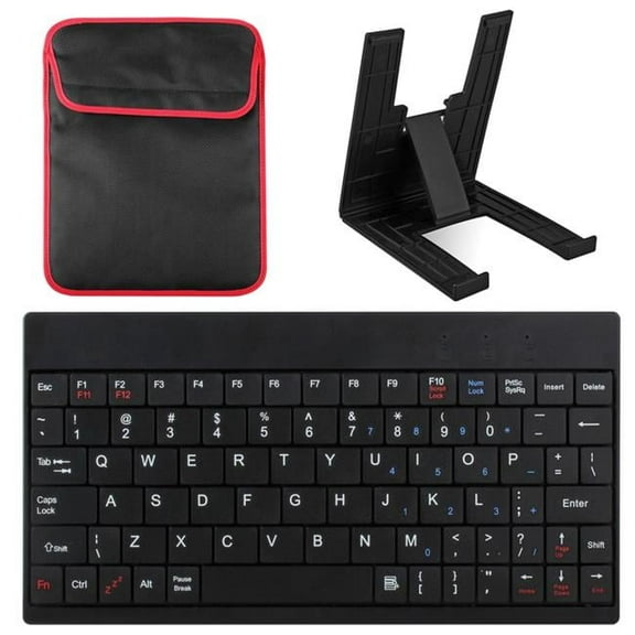 Fresh Fab Finds FFF-Black-GPCT230 80 Keys Mini USB Wired Keyboard with Carry Bag and Tablet Stand for Android & Windows Tablet