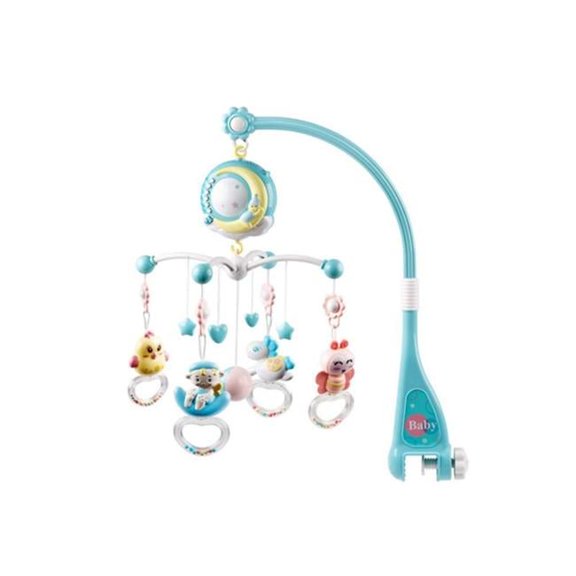 Fresh Fab Finds FFF-Blue-GPCT2888 Baby Musical Crib Bed Bell Rotating Mobile Star Projection Nursery Light Baby Rattle Toy with Music Box Remote Control, Blue - Unisex