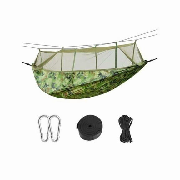 Fresh Fab Finds FFF-CFG-GPCT1847 600 lbs 2 Persons Hammock with Mosquito Net Outdoor Hiking Camping Hommock Portable Nylon Swing Hanging Bed & Strap Hook Carry Bag, Camouflage - Unisex