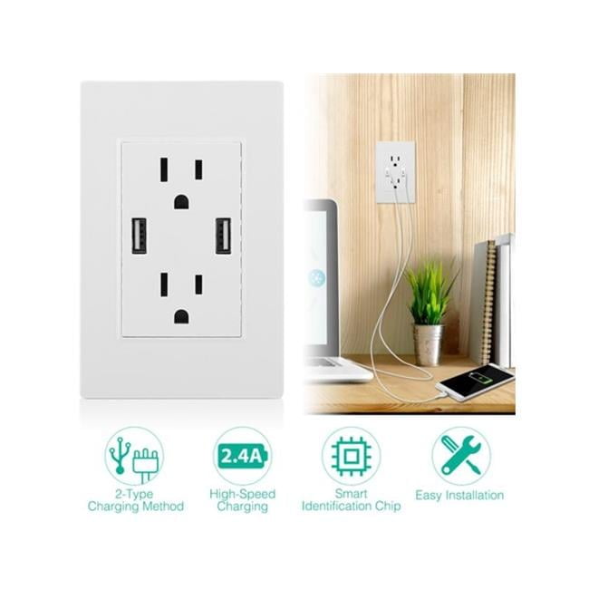 Fresh Fab Finds FFF-GPCT1528 USB Outlet Dual 2.4A USB Wall Charger High ...