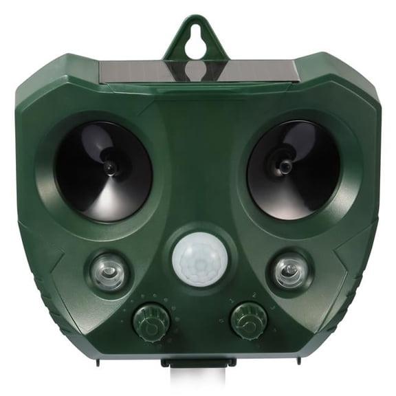 Fresh Fab Finds FFF-GPCT1567 Ultrasonic Animal Repeller Solar Powered Repellent with Motion Sensor LED Flashing Lights, Green