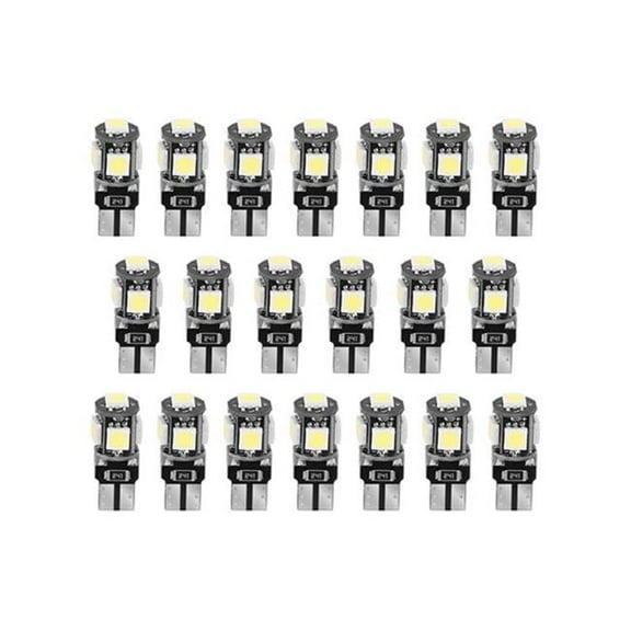 Fresh Fab Finds FFF-GPCT1766 T10 SMD5050 LED Light Bulbs 6000K Wedge Light Lamps Dome Map License Plate Car Interior Festoon Lights Kits - 20 Piece