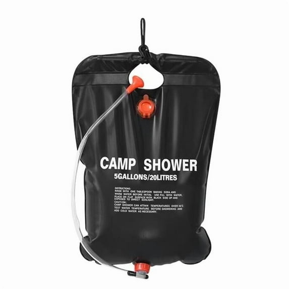Fresh Fab Finds FFF-GPCT2862 5 gal Portable Solar Heated Camping Shower Bath Water Bag with On-Off Switchable Shower Head, Black - Unisex