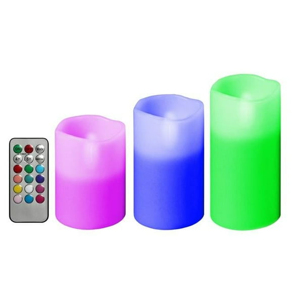 Fresh Fab Finds FFF-GPCT384 3Pcs Flameless Votive Candles - Wireless LED Flickering w/ Remote Control Timer (Battery Operated)