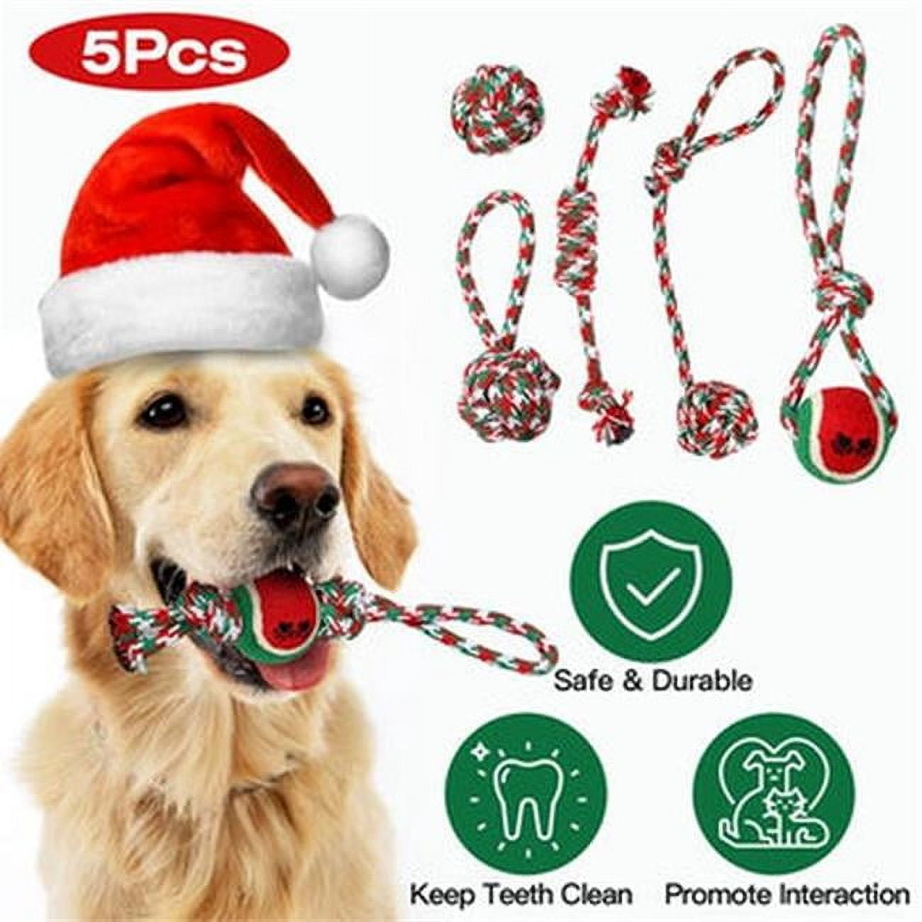 Fresh Fab Finds FFF-GPCT4479 Christmas Dog Rope Aggressive Chewers Dogs Training Teething Playing Chew Toys Set for Puppy Small & Medium - 5 Piece