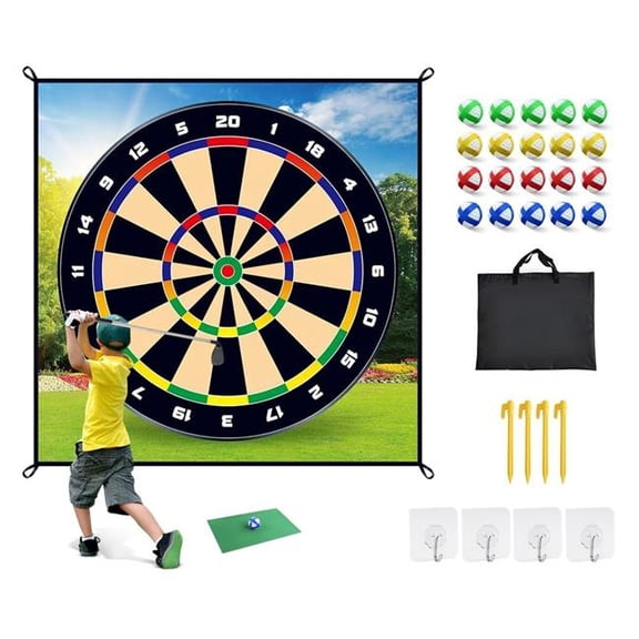 Fresh Fab Finds FFF-GPCT4764 Golf Chipping Dart Game Mat Set with 20 Sticky Balls - Multi Color - One Size