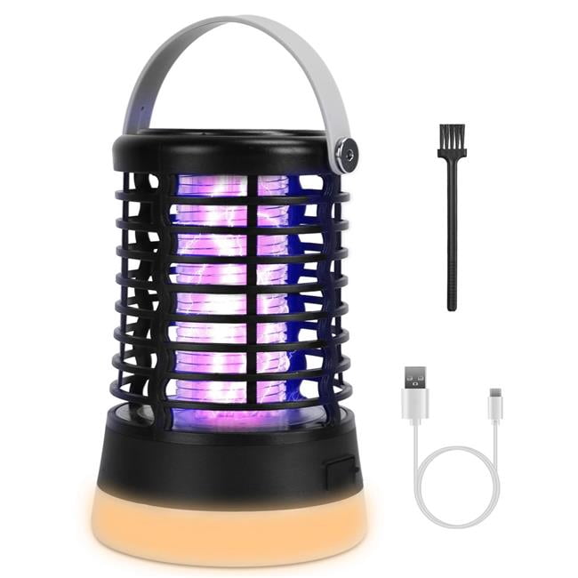 Fresh Fab Finds FFF-GPCT4815 4 in 1 Bug Zapper Light, Rechargeable Mosquito Zapper for Indoor Outdoor Waterproof Mosquito Killer Lamp with 3 Lighting Modes for Patio Yard Home - Black - One Size