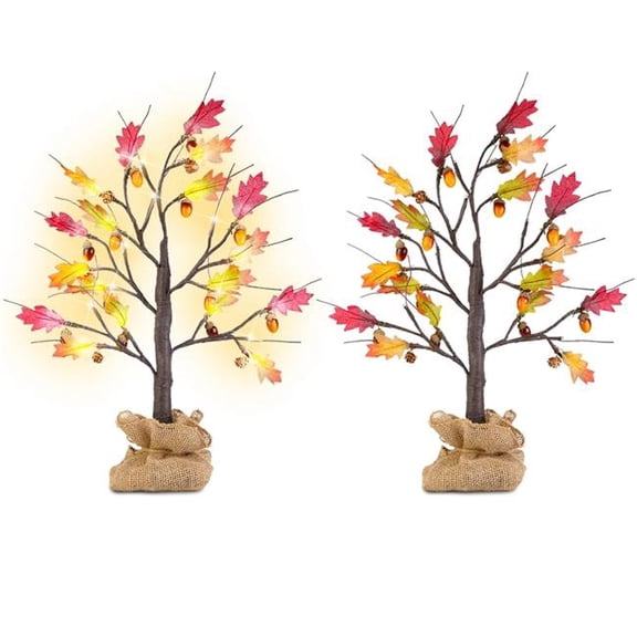 Fresh Fab Finds FFF-GPCT5078 2 ft. Artificial Lighted Maple Tree, Multi Color - 2 Piece