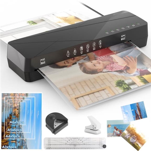 Fresh Fab Finds FFF-GPCT5240 13 in. Laminator Machine Hot & Cold Mode A4 Personal Thermal Laminator with ABS Function 60S Warm-Up Time 30Mins Auto-Off - Black
