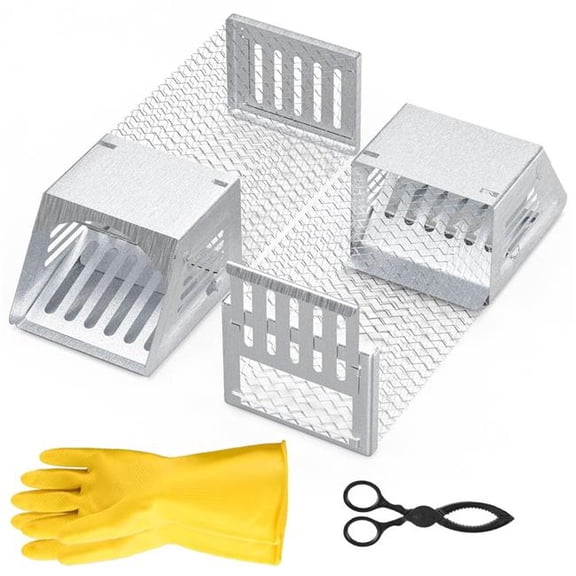 Fresh Fab Finds FFF-GPCT5305 Humane Mouse Trap Cage, Reusable, Single Door, Catch & Release - Silver - 2 Piece