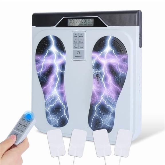 Fresh Fab Finds FFF-GPCT5536 Rechargeable EMS Foot Massager for Neuropathy TENS Stimulator with 10-Modes 50-Intensities Remote Control - White