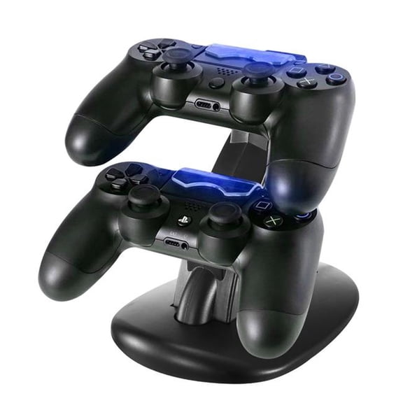 Fresh Fab Finds FFF-GPCT857 Charging Dock Station Dual Micro USB Charger Stand for PS4 Pro & PS4 Slim Gamepad Controller Handle Charging Station with Blue Indicator Game Lovers - Black - One Size