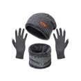 thumbnail image 1 of Fresh Fab Finds FFF-Grey-GPCT4442 Winter Knitted Winter Warm Beanie & Touch Screen Set Knit Beanie Skull Cap Neck Warmer Mittens Hat Scarf Gloves for Men & Women, Gray - 3 Piece, 1 of 1