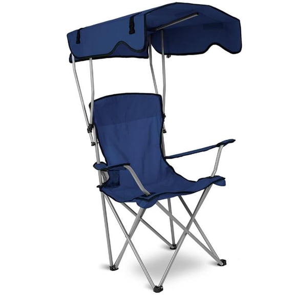 Fresh Fab Finds FFF-NavyBlue-GPCT2870 Foldable Beach Canopy Chair, Sun Protection Camping Lawn, 330 lbs Load Folding Seat with Cup Holder for Beach Poolside Travel Picnic - Navy Blue - One Size