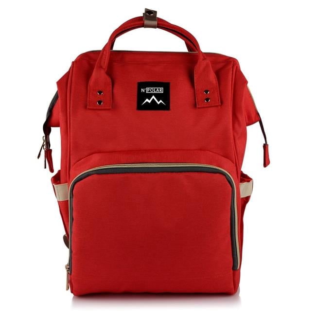 Fresh Fab Finds FFF-Red-GPCT1135 Mummy Diaper Bag Backpack, Water-Resistant Large Capacity Travel Nappy Backpack Baby Nursing Handbag for Mom Dad Baby Care - Red - One Size
