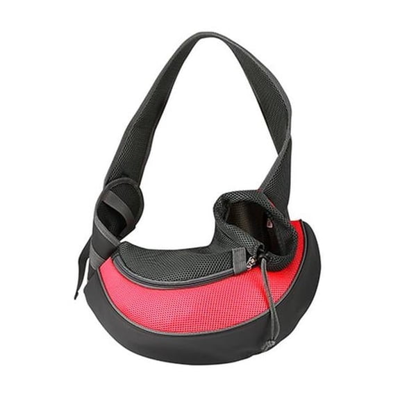Fresh Fab Finds FFF-Red-L-GPCT1096 Hand Free Sling Adjustable Padded Strap Tote Bag Breathable Shoulder Bag Carrying Dog & Cat, Red - Large
