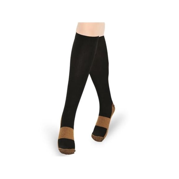 Fresh Fab Finds FFF-SM-Black-GPCT1447 Unisex Copper Compression Socks Women Man Durable Hose Graduated Support Socks for Running Nursing Shin Splints Edema Swelling Recovery, Black - Small
