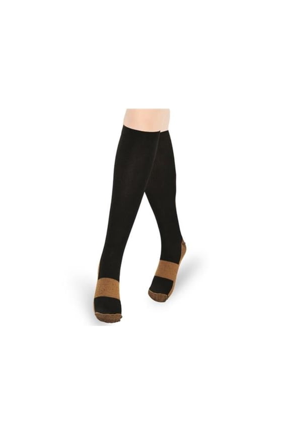 FFF-SM-Black-GPCT1447 Unisex Copper Compression Socks Women Man Durable Hose Graduated Support Socks for Running Nursing Shin Splints Edema Swelling Recovery, Black - Small