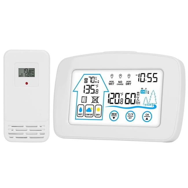 Fresh Fab Finds FFF-White-GPCT4739 Wireless Weather Station with Clock, 196 ft. Range - White - One Size