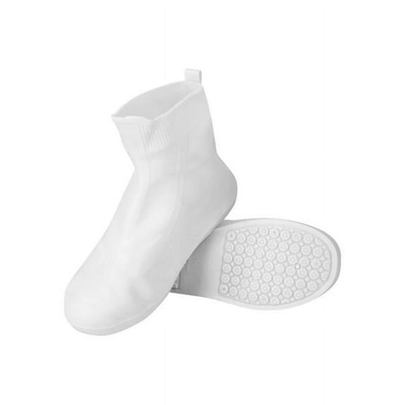 Fresh Fab Finds FFF-White-XXL-GPCT3116 Waterproof Reusable Not-Slip Rain Shoe Covers Protectors Foldable TPE Rubber Shoe Covers for Men & Women Kids, White - 2XL