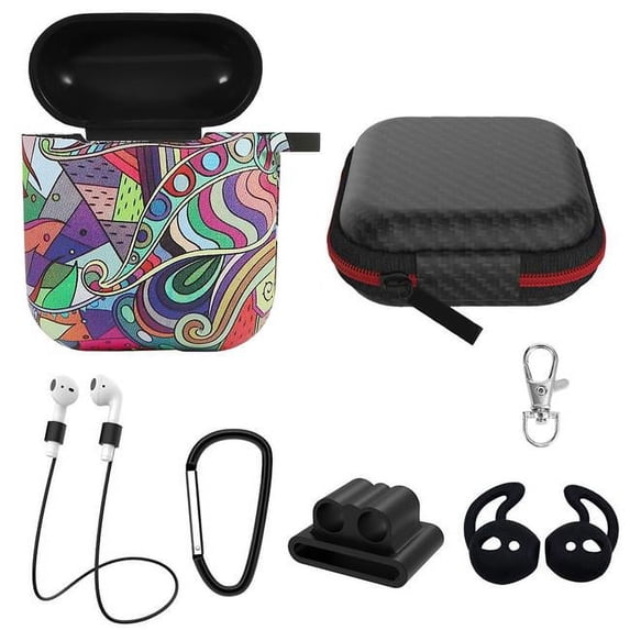 Fresh Fab Finds Silicone Case for Apple AirPod 1 2 AirPods Protective Cover Skin with Strap Ear Hooks Watch Band Holder, Multi Color