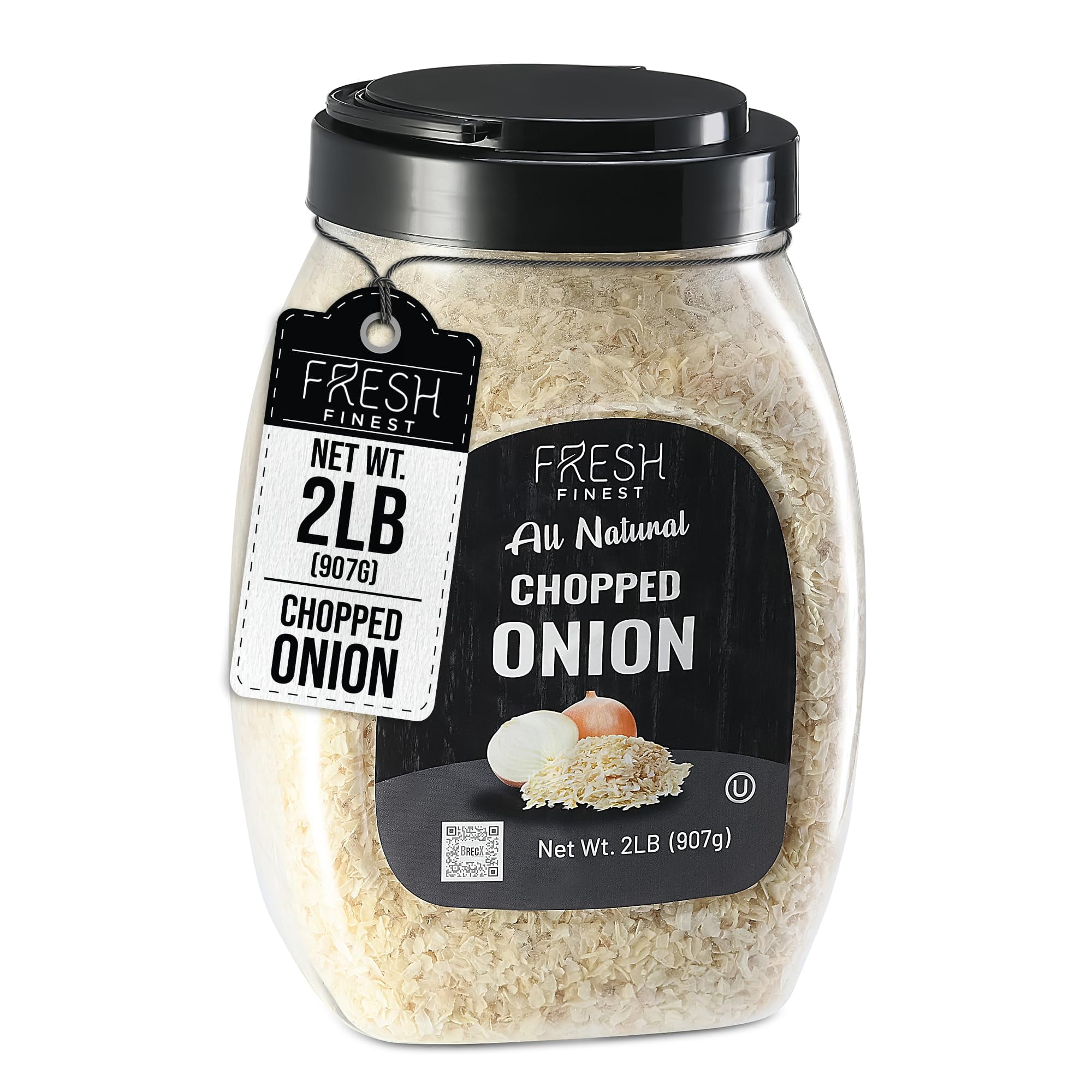 Fresh Finest Bulk Spices DPF11Commercial and Home Cooking, Dehydrated Chopped Onions 2 LB, Kosher Certified Dried Onion Flakes Best for Soups, Sauces, Meatballs and Vegetables, 2 LB