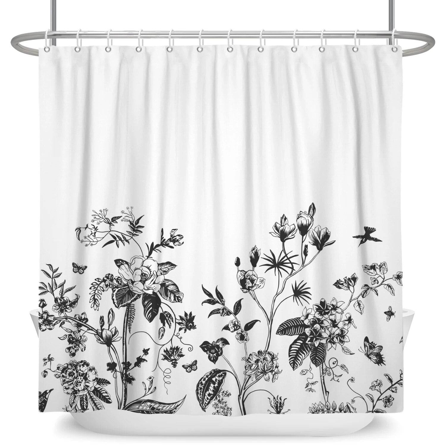 Fresh Flower Green Leaves Printed Shower Curtain Bathroom Dector