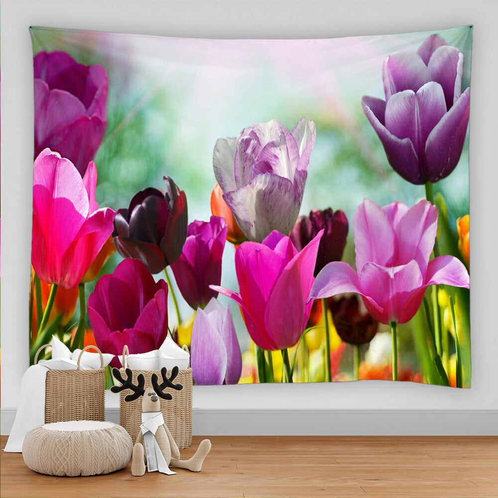 Fresh Flower On Stone Wall Tapestry Wall Hanging Large Size Wall