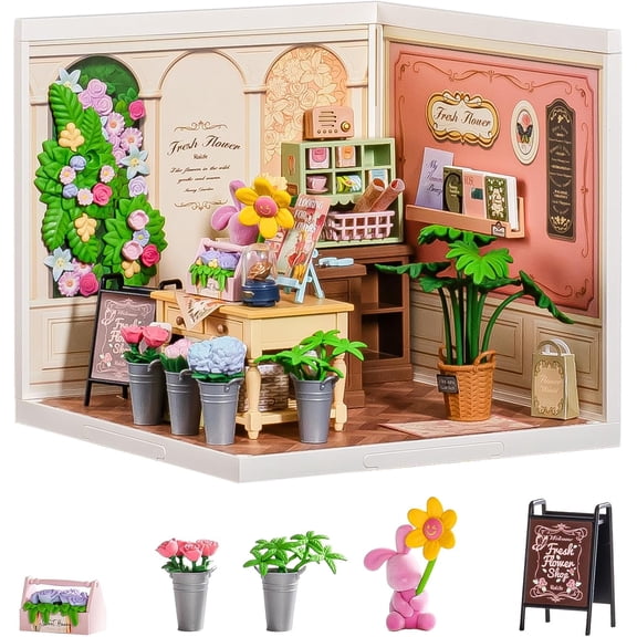 Rolife Super Creator Kits Fresh Flower Shop, Tiny House Building Blocks , DIY Plastic Mini House Model Building Kits
