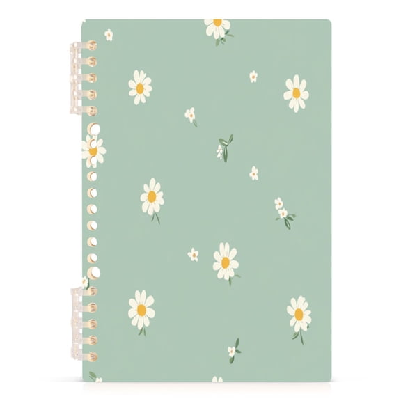 Fresh Flowers Design A5 8.3x5.7in PP Notebook, Adjustable Rings, 60 Sheets, Diary or Journey Note