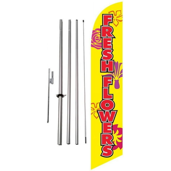 Fresh Flowers - Flower Sale Advertising Feather Banner Swooper Flag Kit w/Spike