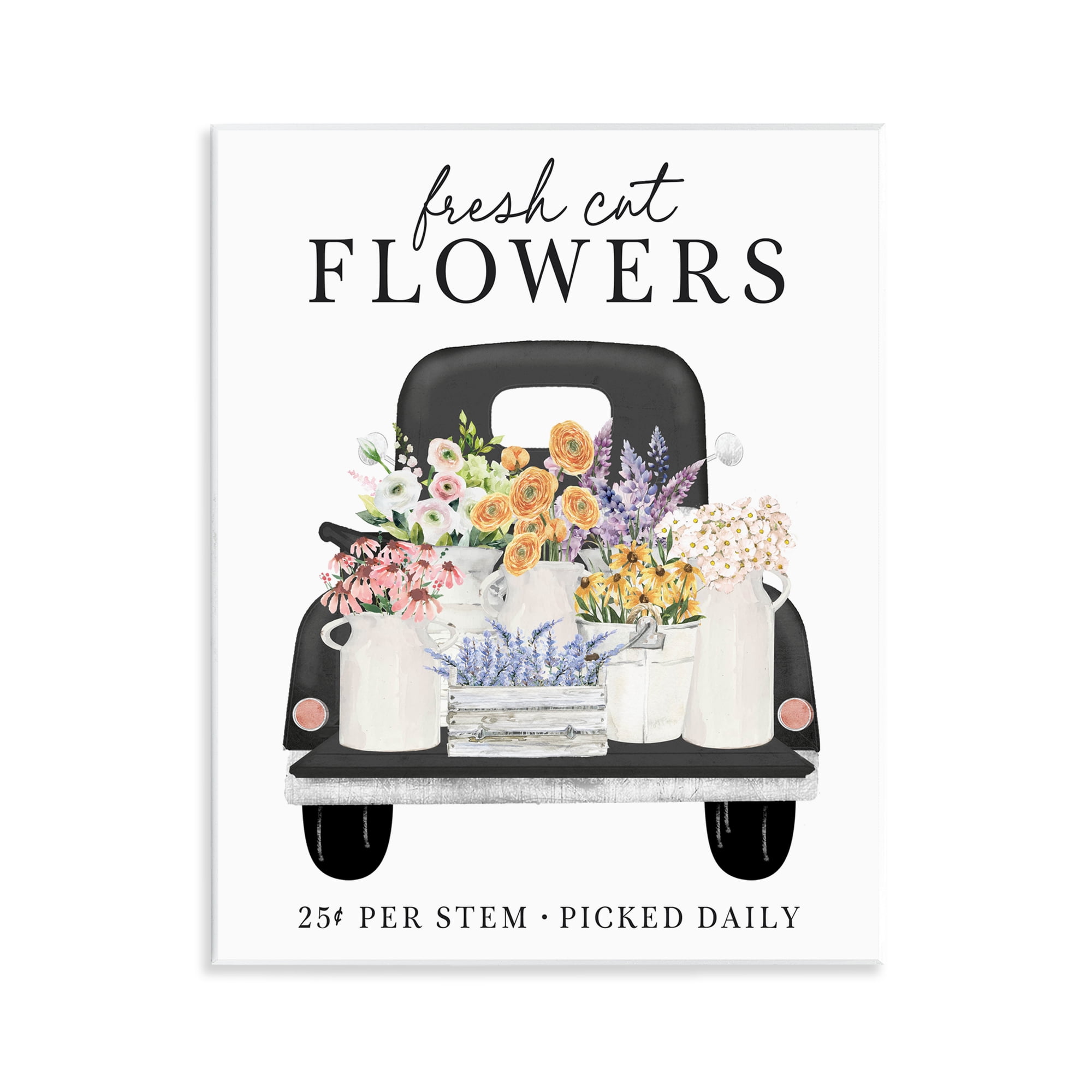Fresh Flowers Picked Daily Wall Plaque Art, design by Lettered and Lined