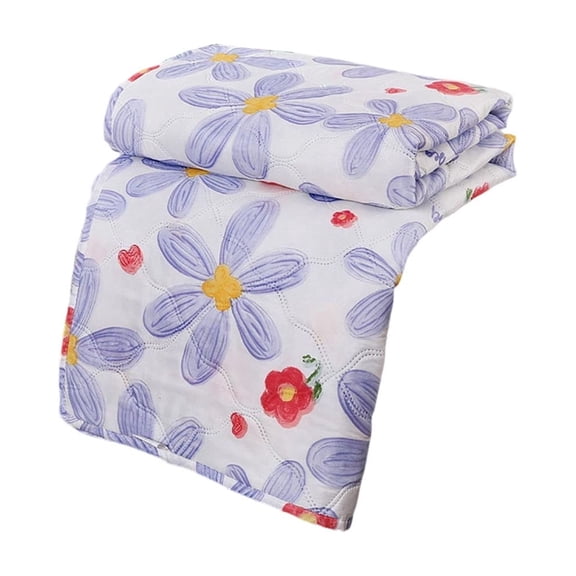 Fresh Flowers Water-Washed Cottons Summer Quilt Soft and Breathable Air-Conditioning Quilt Washer-Washable Lightweight Quilt for Spring and Fall 59.6*39.3In