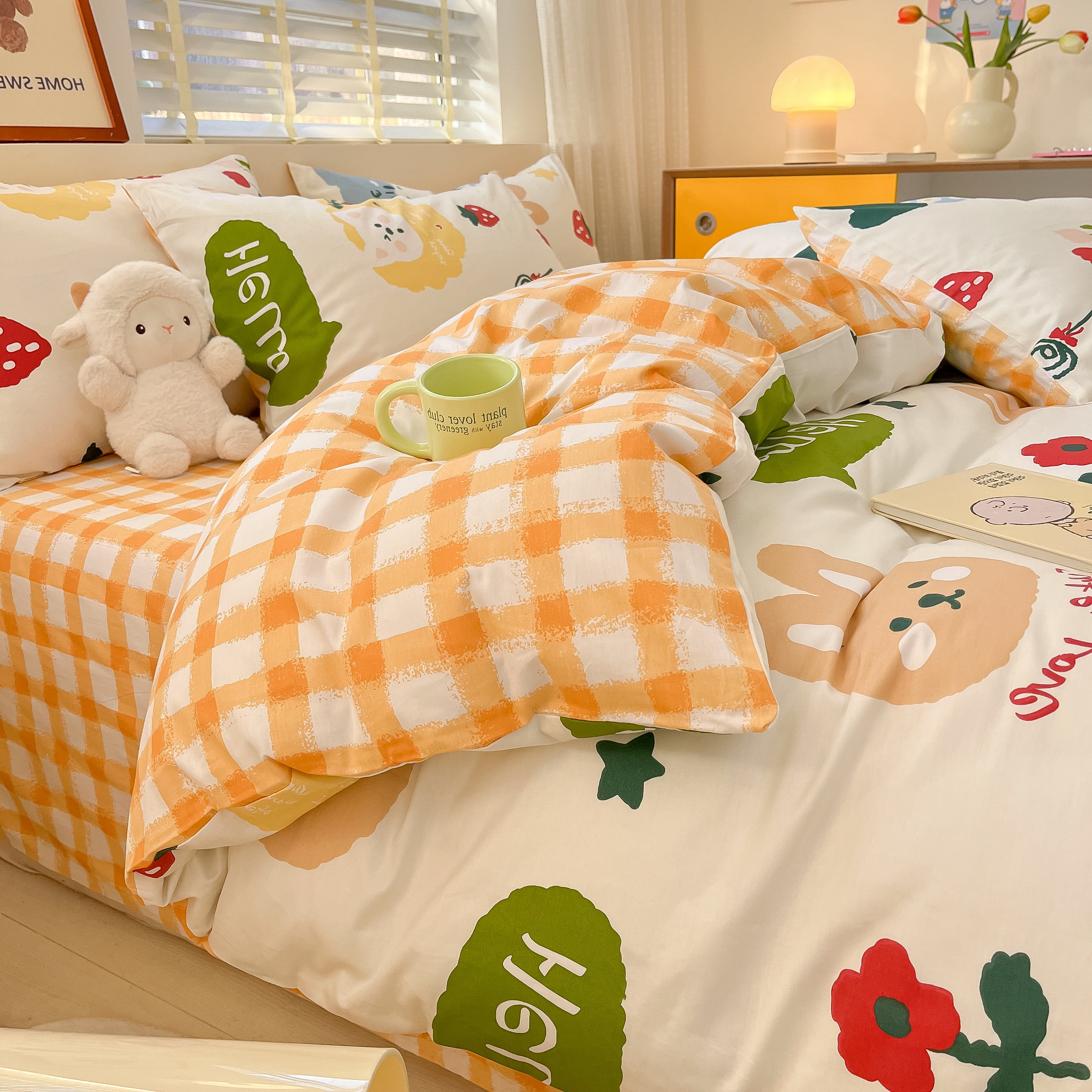 Fresh FourPiece Girls‘ Student Bedding Set SkinFriendly 0FE9 Girl‘s Bed Sheet Kit (1.5m/1.8m