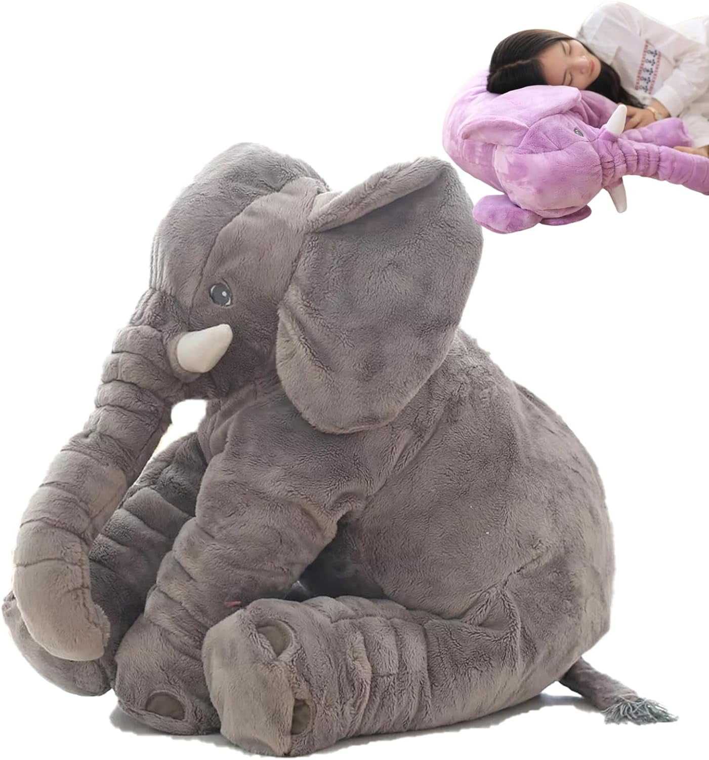 Large plush best sale elephant sleeping pillow