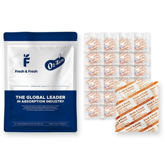 Fresh & Fresh (200 Packet) 500cc Premium Oxygen Absorbers Packets for Food Storage (20 Bag of 10 Packet) - For Long Term Food Storage, Vacuum Sealed, ISO 9001 Certified Facility Manufactured