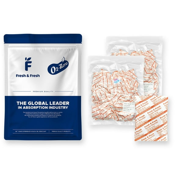 Fresh & Fresh (300 Packet) 100cc Premium Oxygen Absorbers Packets for Food Storage (2 Bag of 150 Packet) - For Long Term Food Storage, Vacuum Sealed, ISO 9001 Certified Facility Manufactured