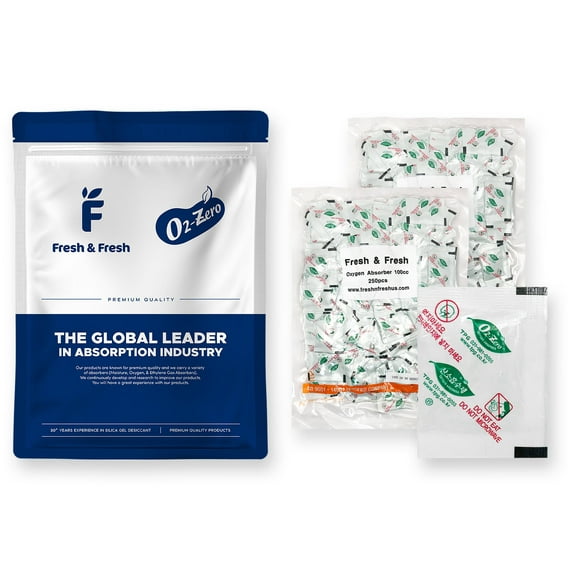 Fresh & Fresh (500 Packet) 100cc Premium Oxygen Absorbers Packets for Food Storage (2 Bag of 250 Packet) - For Long Term Food Storage, Vacuum Sealed, ISO 9001 Certified Facility Manufactured