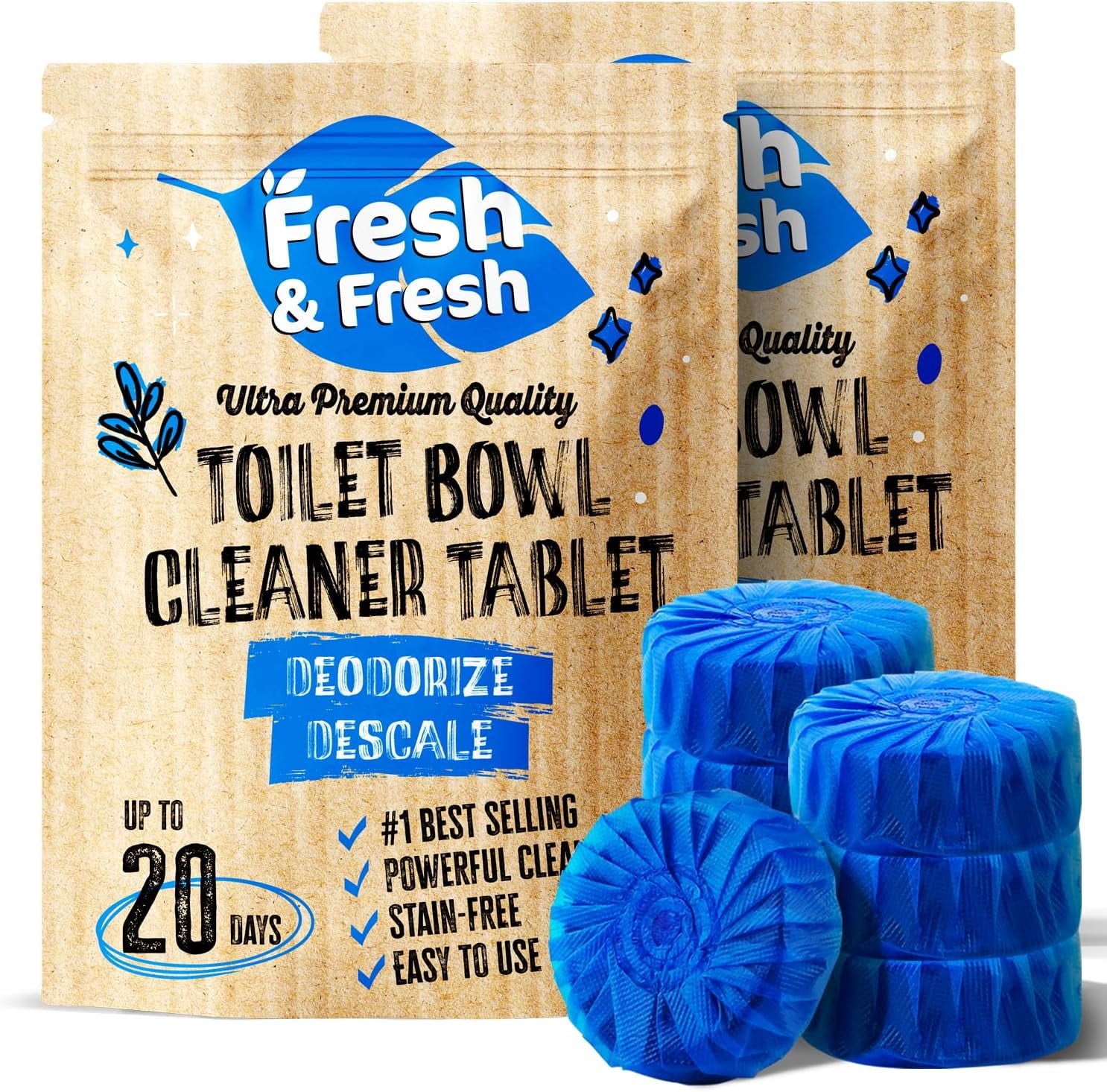 Fresh & Fresh Disposable Toilet Bowl Cleaners(50 Tablets) Odor Eliminator, Fresh Scent, Multipurpose Residential and commercial Toilet Cleaners 2-3 week Lasting Toilet Bowl Cleaner