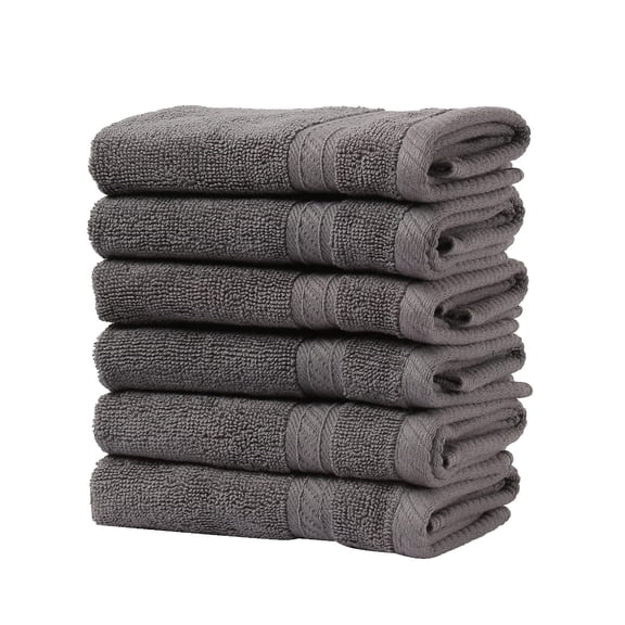 Fresh From Loom Face Towel 500 Gsm | 100% Cotton Ultra Soft, Absorbent & Quick Dry Towel For Facewash - Set Of 6 (Grey)