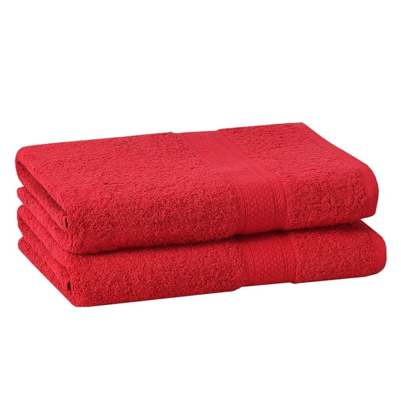 Fresh From Loom Luxury Edition Egyptian 100% Pure Cotton Bath Towel 1200 Gsm | High Water Heavy Soft Dual Stitched Bath Towel (Spanish Red) - 2 Pcs