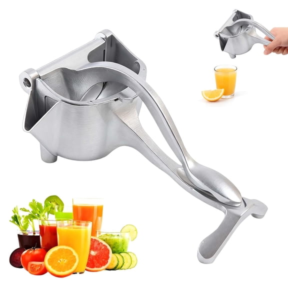 Fresh Fruit Juice Extractor, 2025 Upgrade Hand Juicer Squeezer Lemon Juicer Manual Hand Press with Ergonomic Grip, Easy to Clean for Orange Citrus Pomegranate Lime Grapefruit Kitchen Tool (1, Silver)