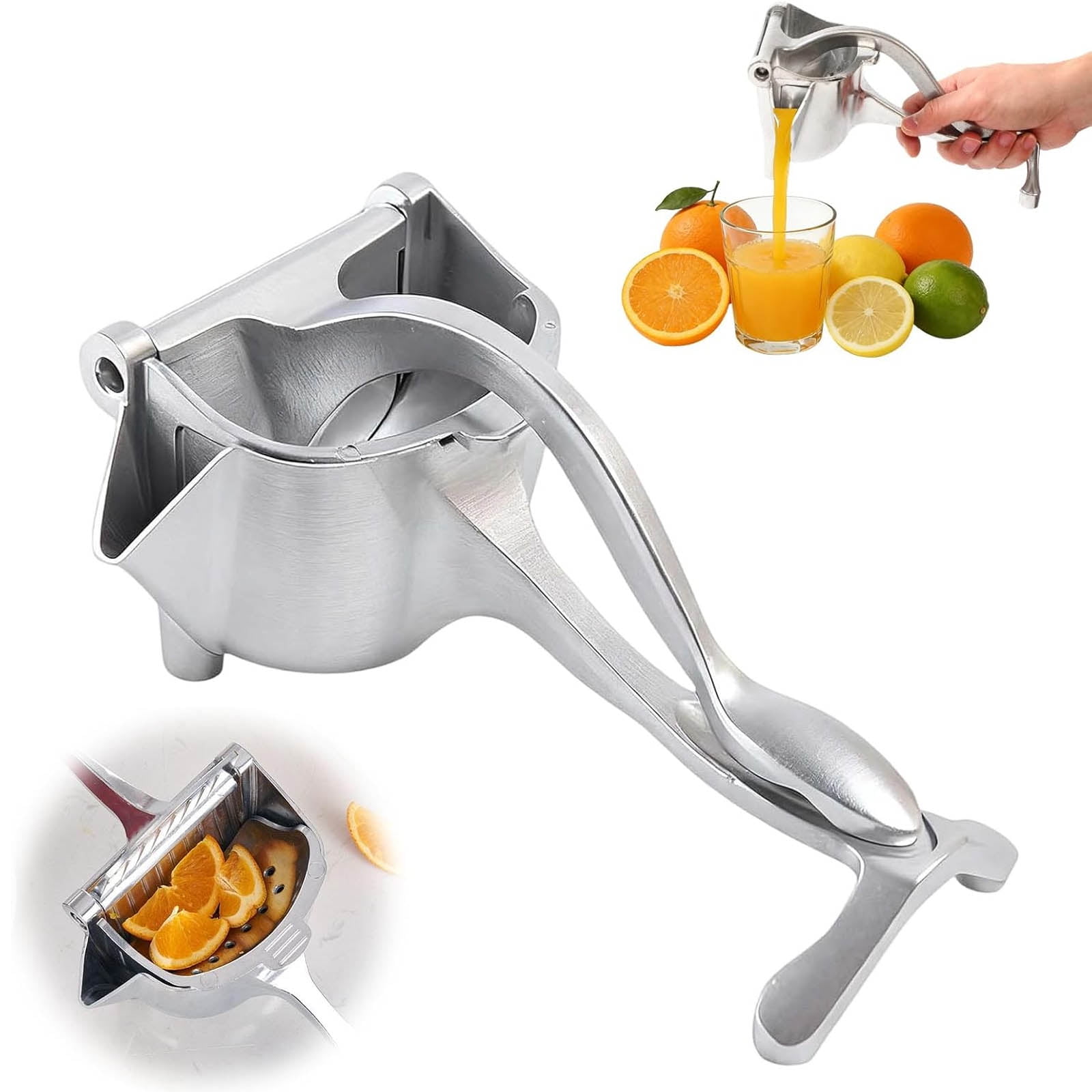 Fresh Fruit Juice Extractor, Manual Hand Press Juicer with Heavy-Duty Aluminum Alloy & Ergonomic Grip for Efficient Extraction, Easy-Clean,