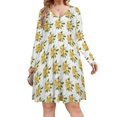 thumbnail image 1 of Fresh Fruit Lemons Long Sleeve Dresses For Women Vintage Elegant Party Dress Oversized V-neck Dress S-8XL, 1 of 7