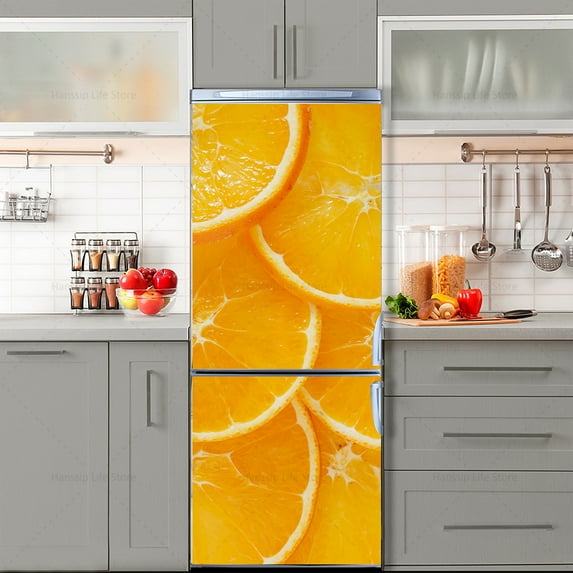 Fresh Fruit Printed Fridge Door Mural Sticker Kitchen Decoration Wallpaper Waterproof PVC Refrigerat